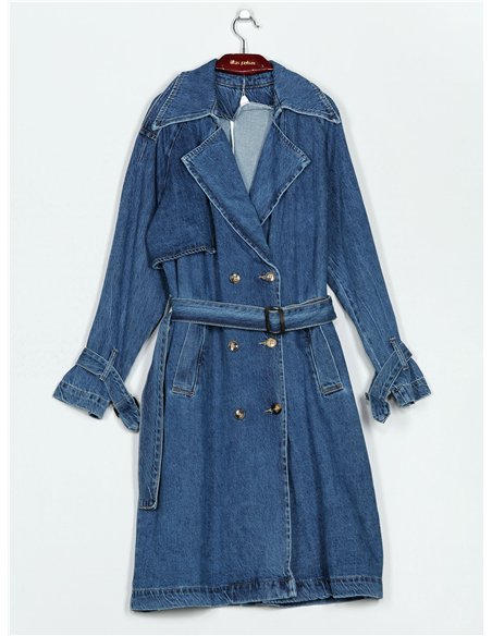 Trench largo denim botones