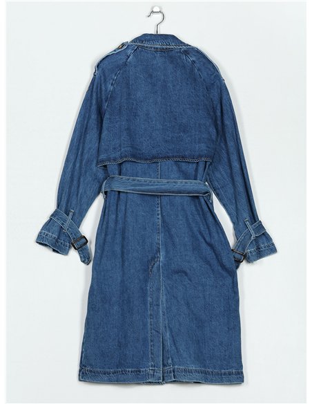 Trench largo denim botones