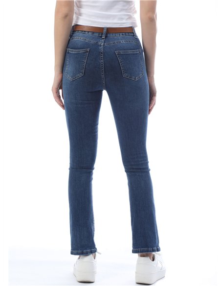 Jeans flare cinturón tiro alto