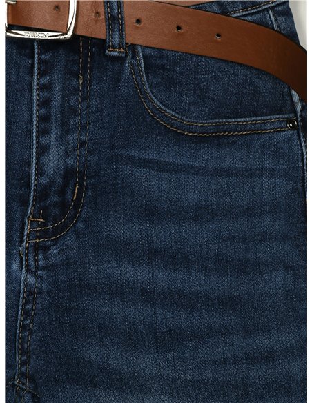 Jeans flare cinturón tiro alto