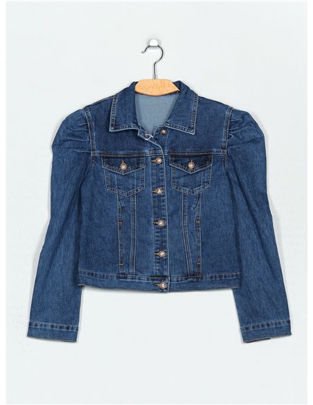 Cazadora denim manga abullonada