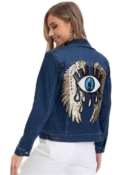 Cazadora denim lentejuelas