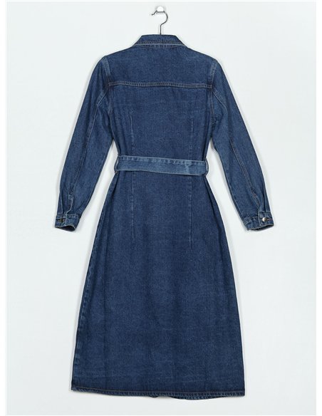 Vestido denim cinturón