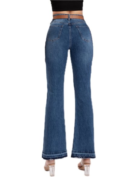 Belted flare jeans
