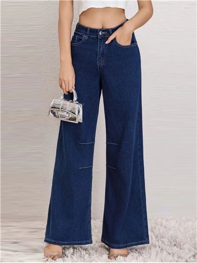 Jeans wide leg tiro alto