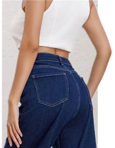 Jeans wide leg tiro alto