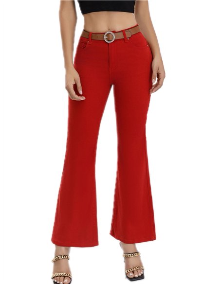 Belted flare jeans