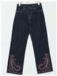 Jeans rectos bordados abalorios