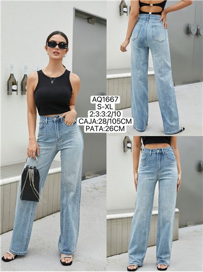 Jeans rectos strass 2