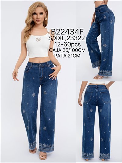 Jeans florecitas bordadas desflecado 2