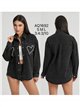 Sobrecamisa denim corazones con pedrería