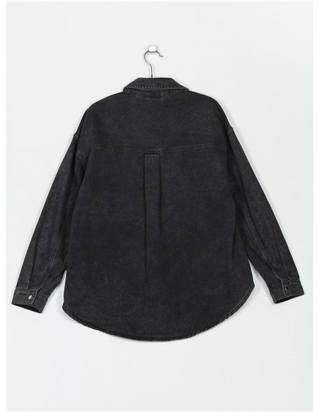 Sobrecamisa denim corazones con pedrería