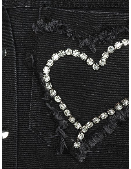 Sobrecamisa denim corazones con pedrería