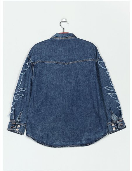 Sobrecamisa denim manga desflecada