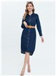 Belted denim dress with a side vent