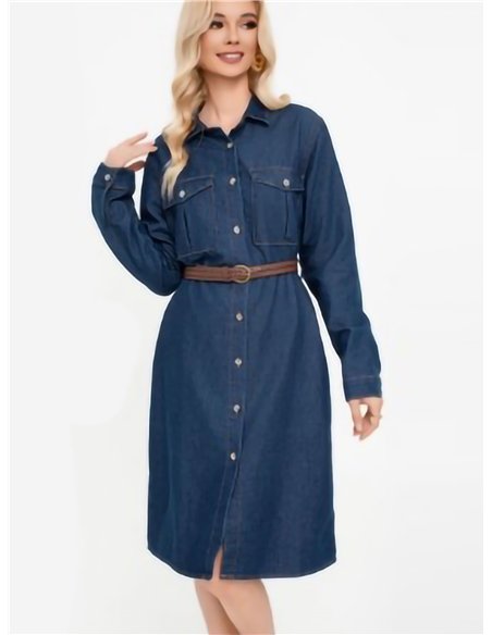 Vestido camisero denim cinturón