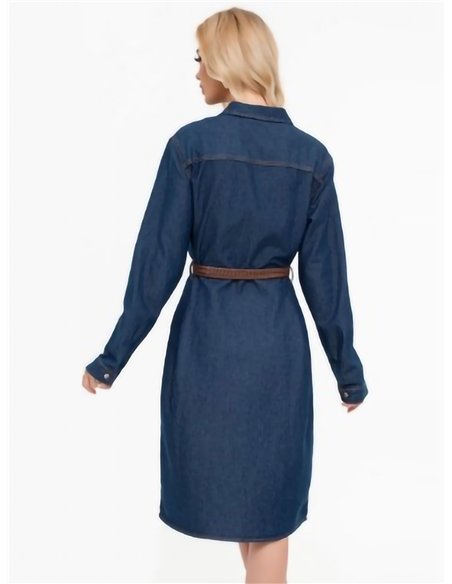 Vestido camisero denim cinturón