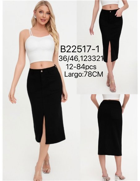 Falda denim midi abertura