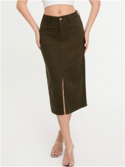 Falda denim midi abertura