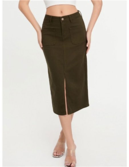 Falda denim midi abertura