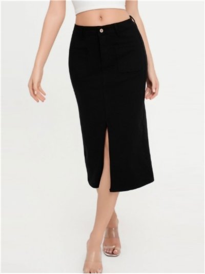 Falda denim midi abertura