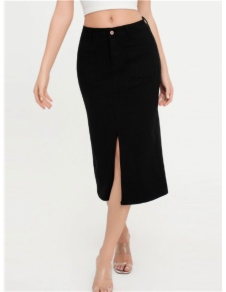 Falda denim midi abertura