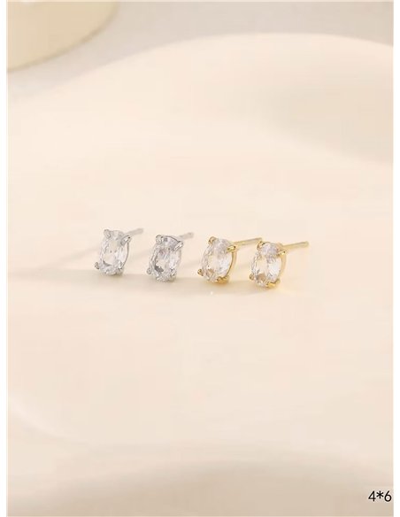 Oval earrings with zirconia - Stainless Steel