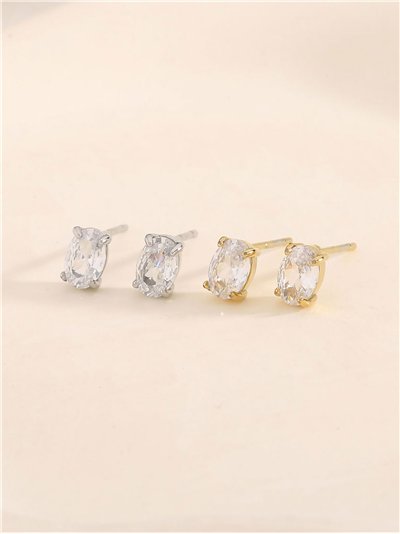 Pendientes ovalados con circonitas - Acero inoxidable 2