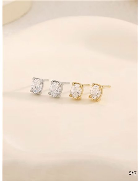 Pendientes ovalados con circonitas - Acero inoxidable