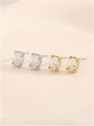 Pendientes ovalados con circonitas - Acero inoxidable 2