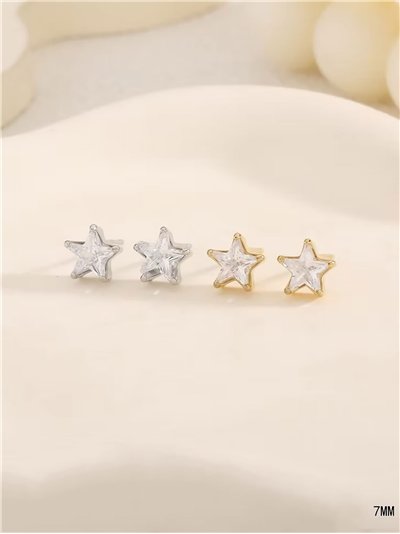 Pendientes estrella con circonitas - Acero inoxidable