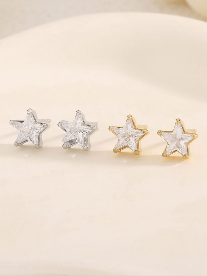 Pendientes estrella con circonitas - Acero inoxidable