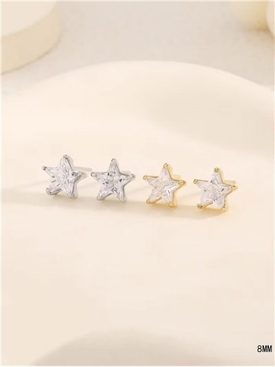 Pendientes estrella con circonitas - Acero inoxidable