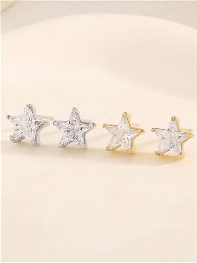 Pendientes estrella con circonitas - Acero inoxidable 2