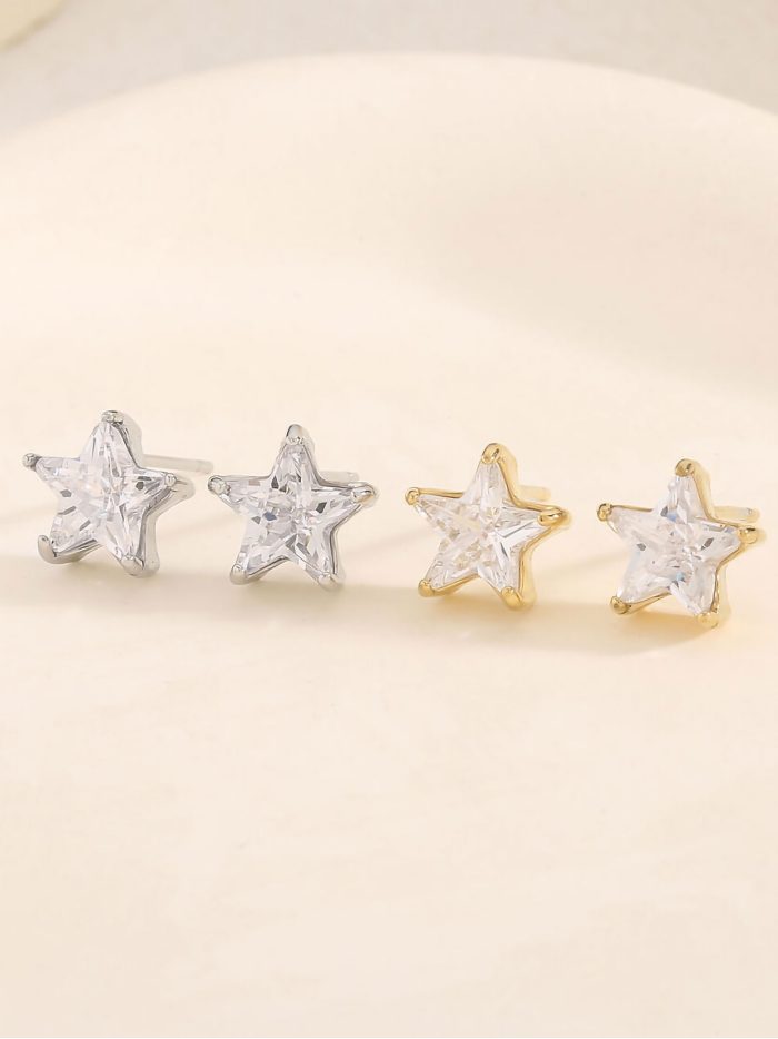 Orecchini a forma di stella con zirconi - Acciaio inossidabile