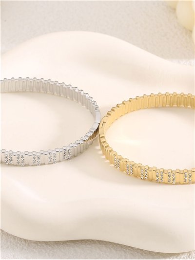 Pulsera rígida con circonitas - Acero inoxidable 2