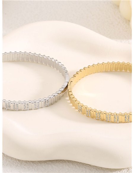 Rigid bracelet with zirconia - Stainless steel
