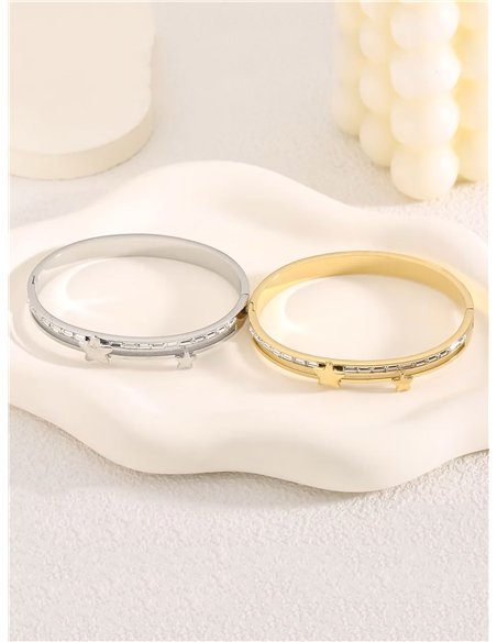 Pulsera rígida estrellas con circonitas - Acero inoxidable