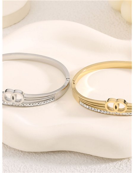 Pulsera rígida lazos con circonitas - Acero inoxidable