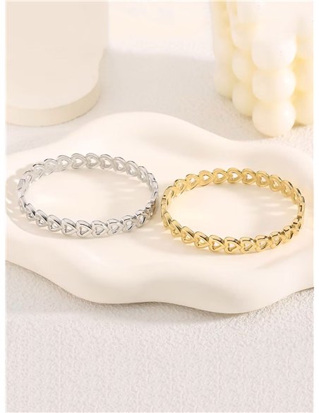 Pulsera rígida corazones - Acero inoxidable