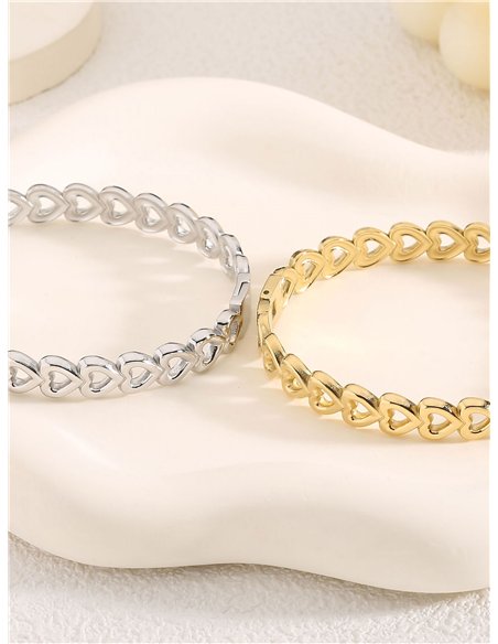 Pulsera rígida corazones - Acero inoxidable