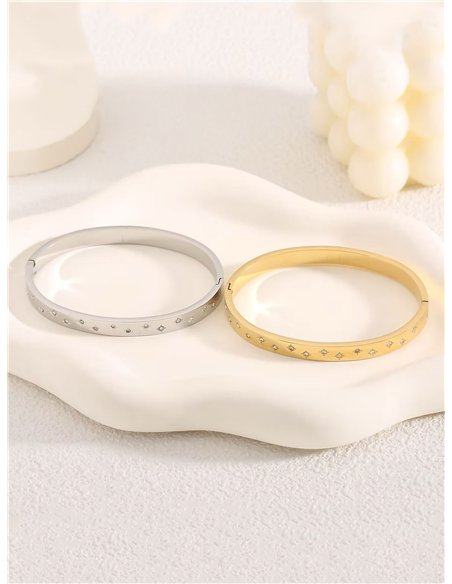 Pulsera rígida estrellas con circonitas - Acero inoxidable