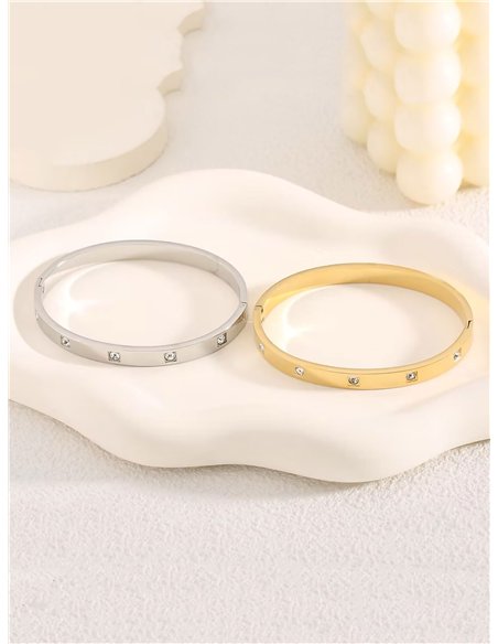 Pulsera rígida con circonitas - Acero inoxidable