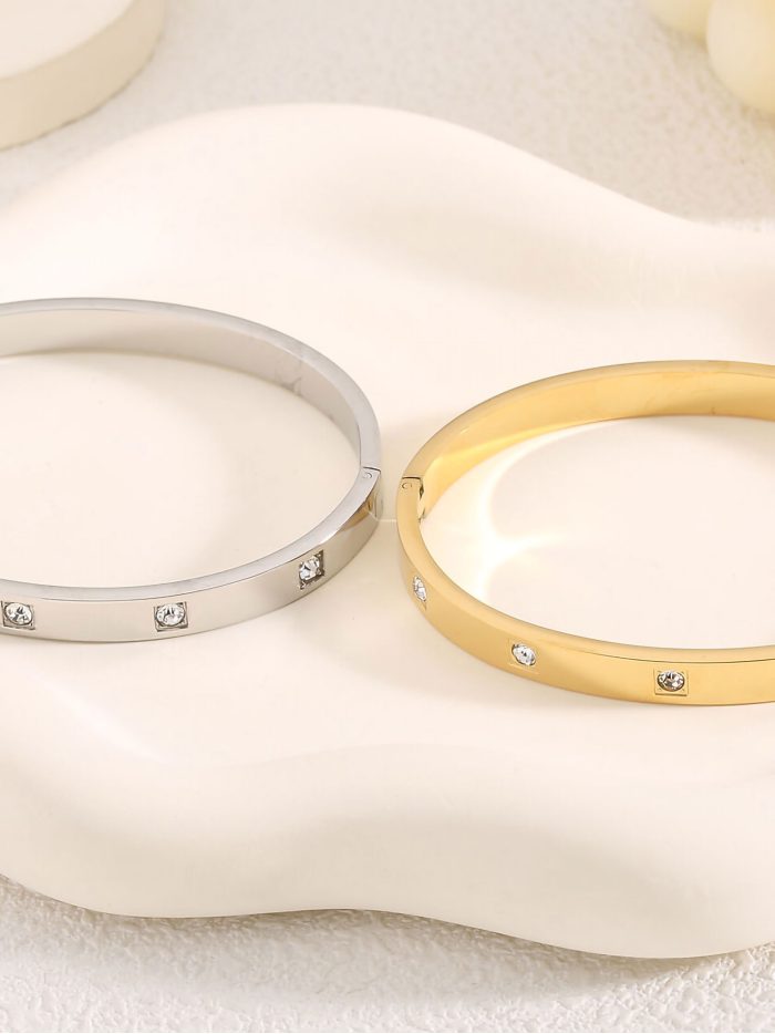 Bracciale rigido con zirconi - Acciaio inossidabile