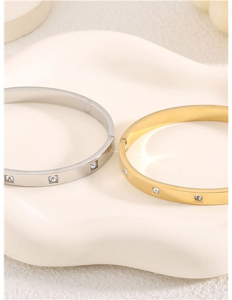 Pulsera rígida con circonitas - Acero inoxidable