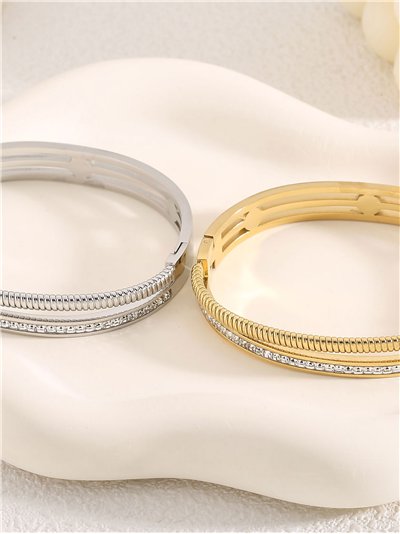 Pulsera rígida cadena de malla con circonitas - Acero inoxidable 2