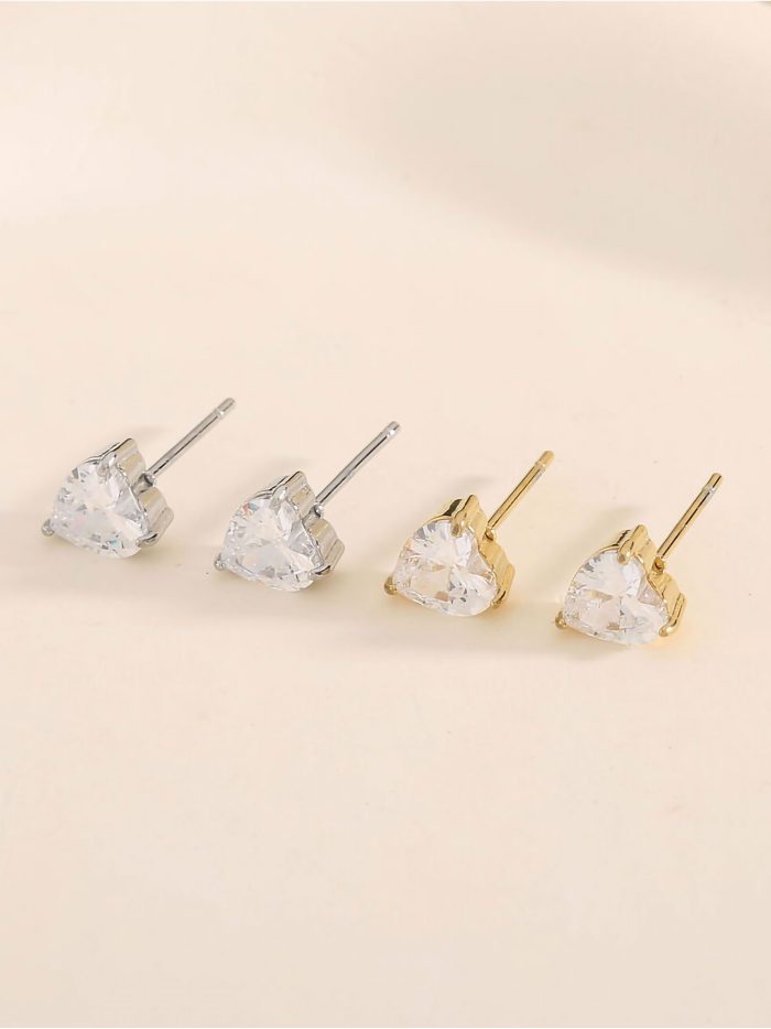 Ohrringe Herz mit Zirkonia - Edelstahl