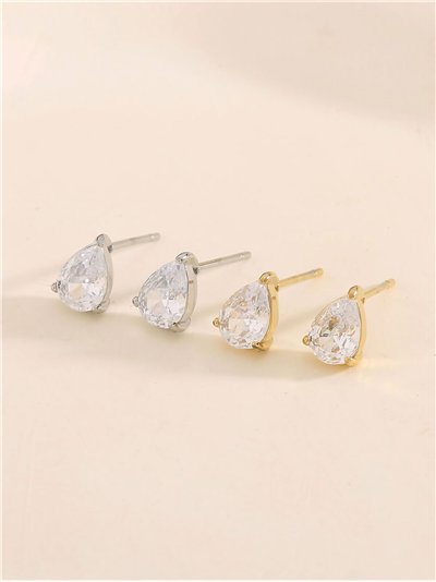 Pendientes lágrima con circonitas - Acero inoxidable 2