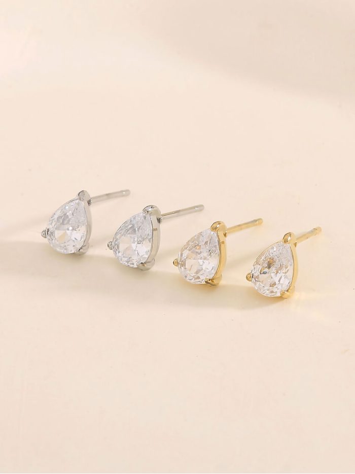 Pendientes lágrima con circonitas - Acero inoxidable