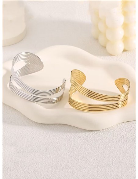 Brazalete abierta rígida irregular - Acero inoxidable